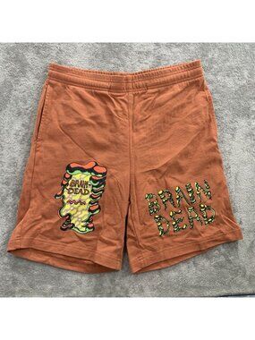 Brain Dead Shorts Mens Small Tetsunori Tawaraya Logo Head Jersey Graphic Rust